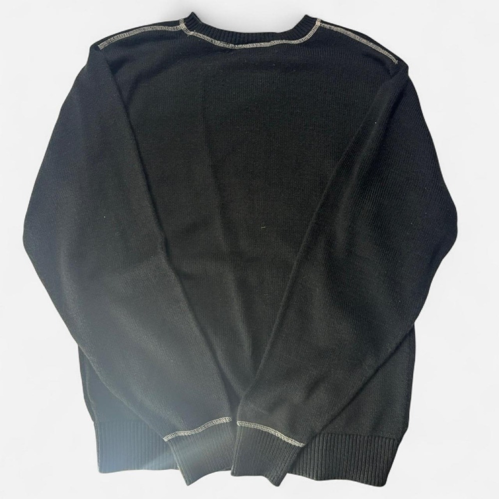 Super Massive Mens Black Crewneck Sweater Contrast Stitching Small‎ RN 96415 - Picture 2 of 6
